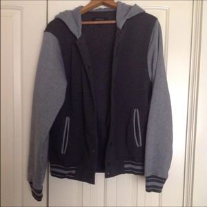 Hooded varsity sweater